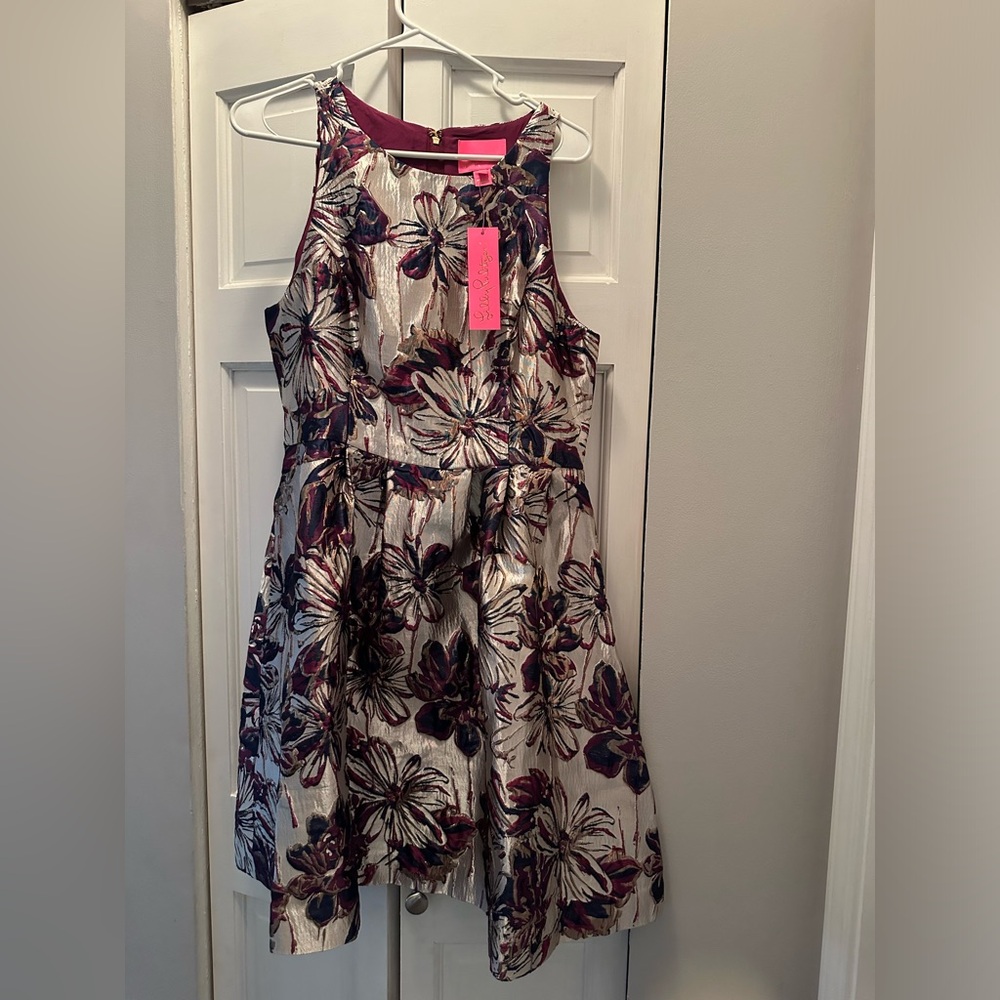 NWT LILLY PULITZER JOLLIAN FLORAL JACQUAR DRESS  SIZE 8  AMARENA CHERRY